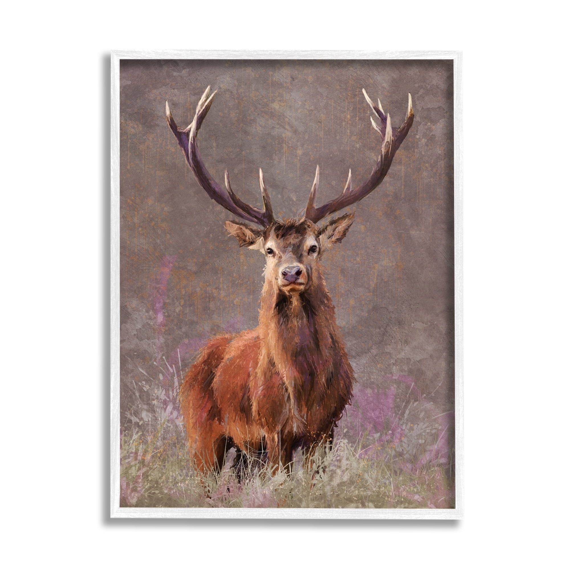 Stupell Elk Portrait Forest Grove Animals & Insects Painting White Framed Art Print Wall Art