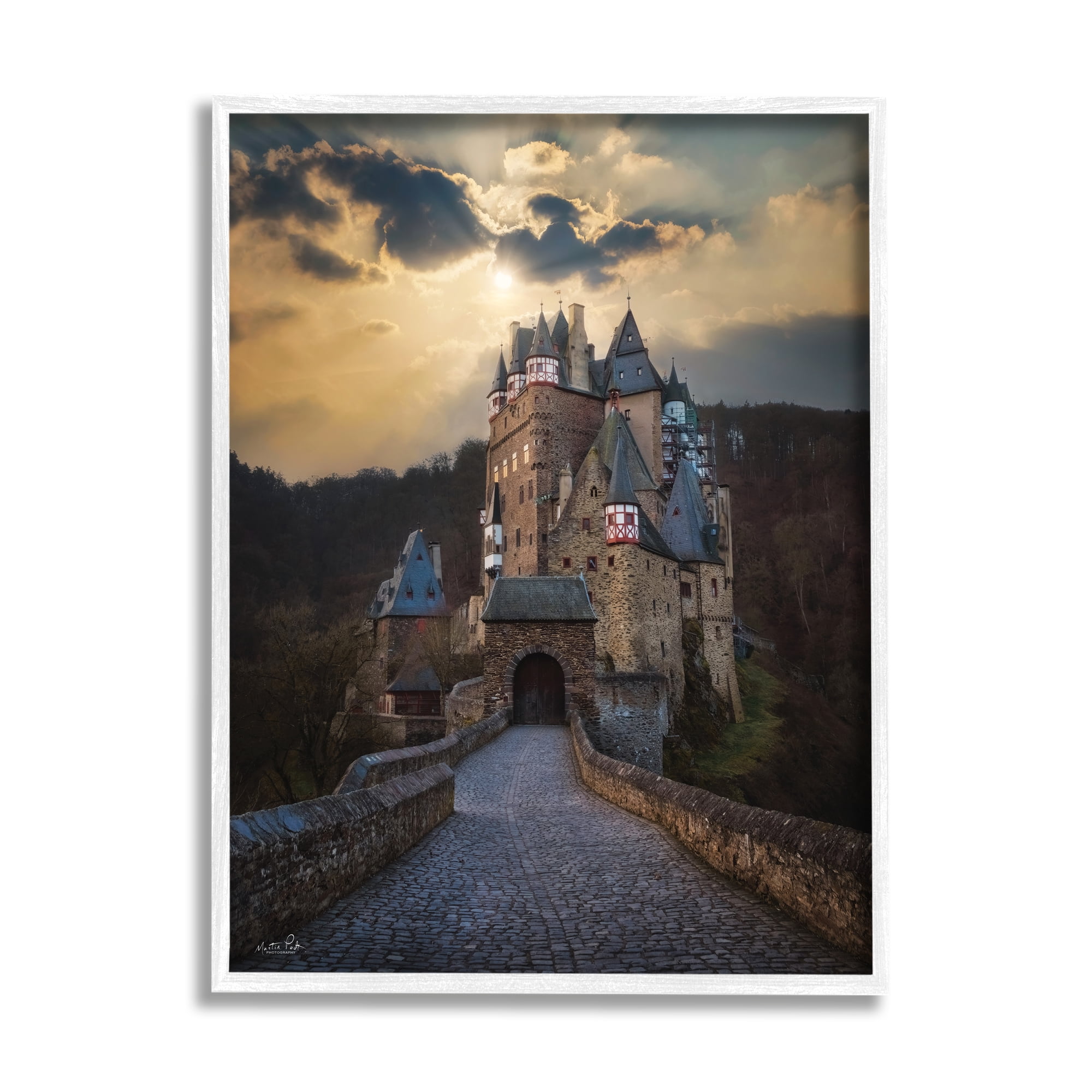 Stupell Eltz Castle Path Sun Rays Photography Landscape Photography White Framed Art Print Wall Art