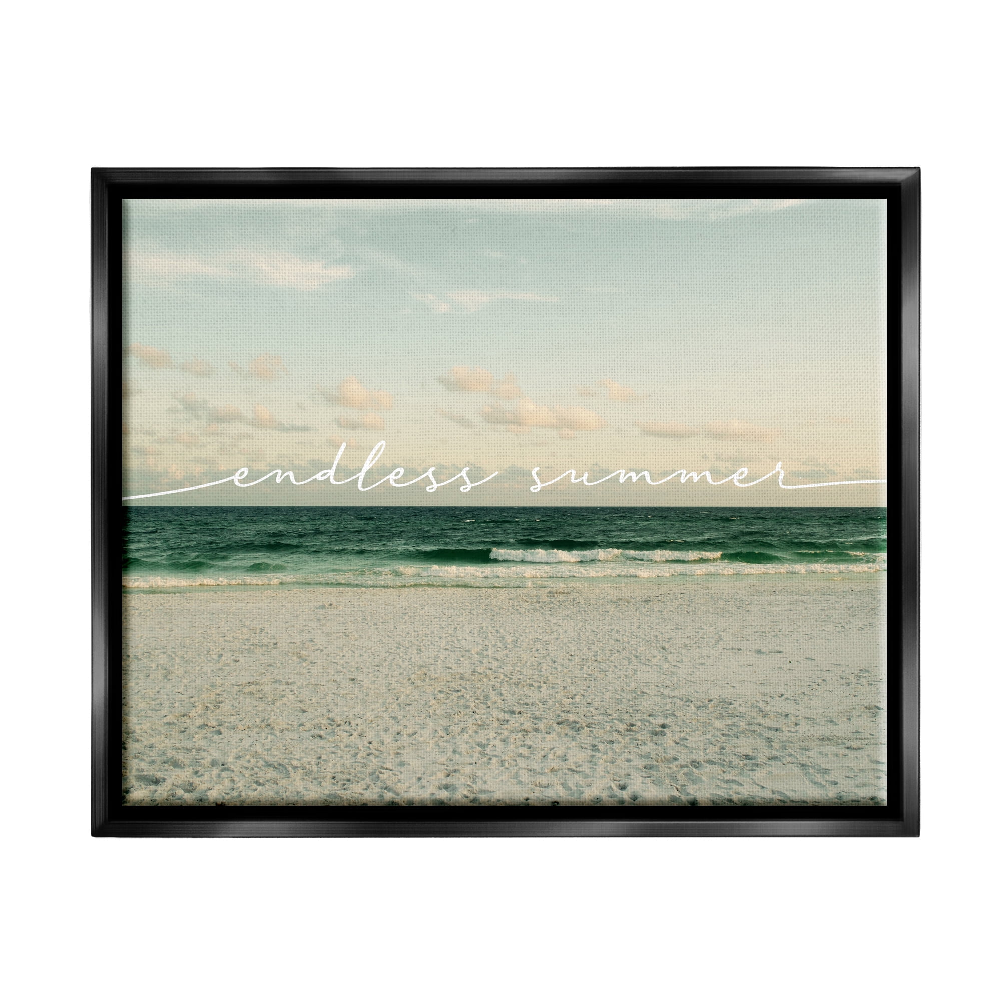 Stupell Endless Summer Beach Coast Waves Landscape Painting Black Floater Framed Art Print Wall Art