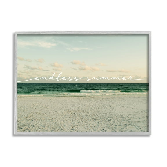 Stupell Endless Summer Beach Coast Waves Landscape Painting Gray Framed Art Print Wall Art