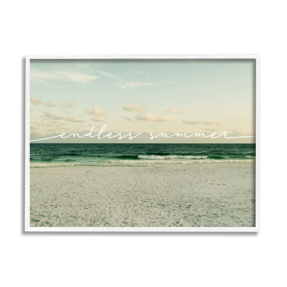 Stupell Endless Summer Beach Coast Waves Landscape Painting White Framed Art Print Wall Art