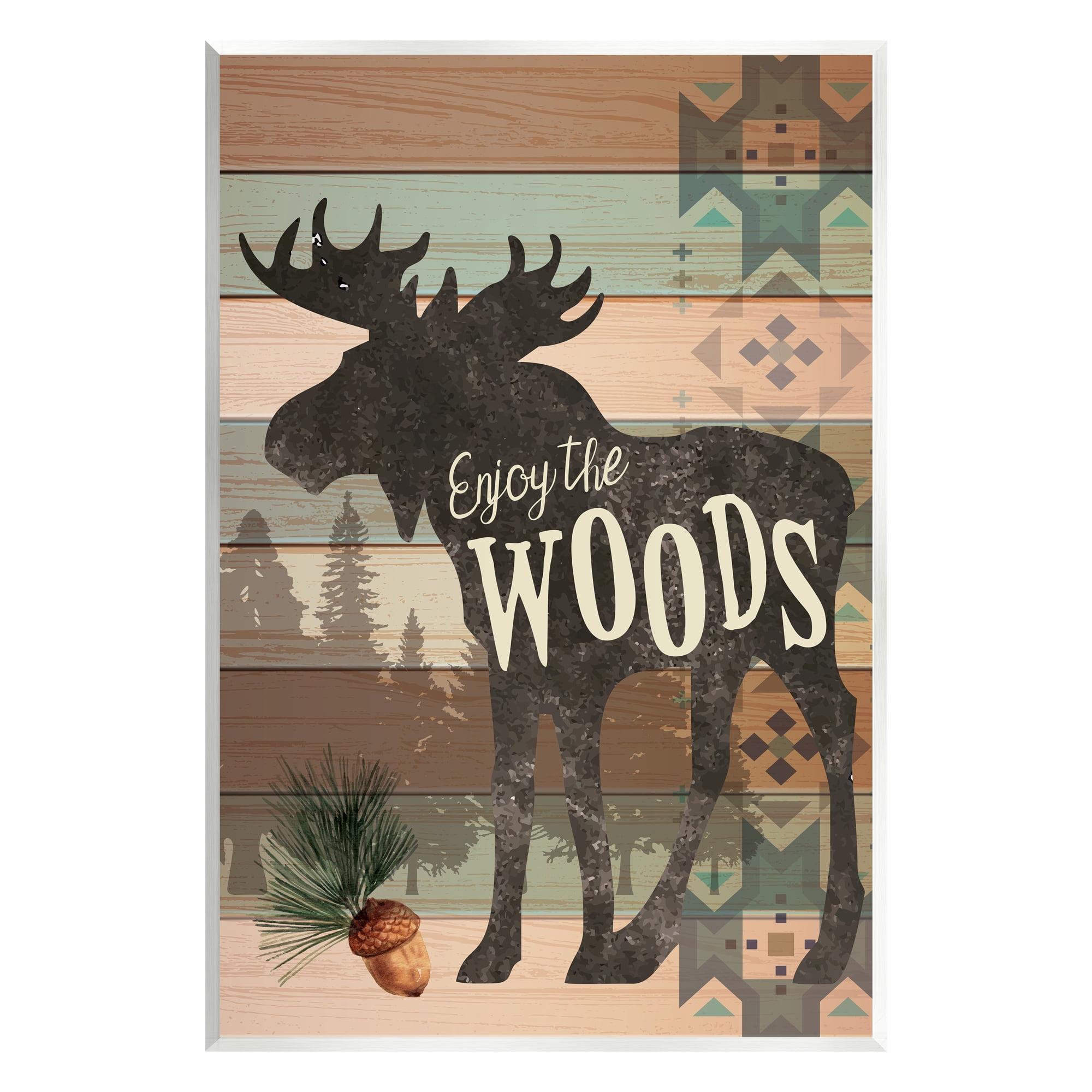 Stupell Enjoy The Wood Patterned Moose Animals & Insects Painting Wall Plaque Unframed Art Print Wall Art