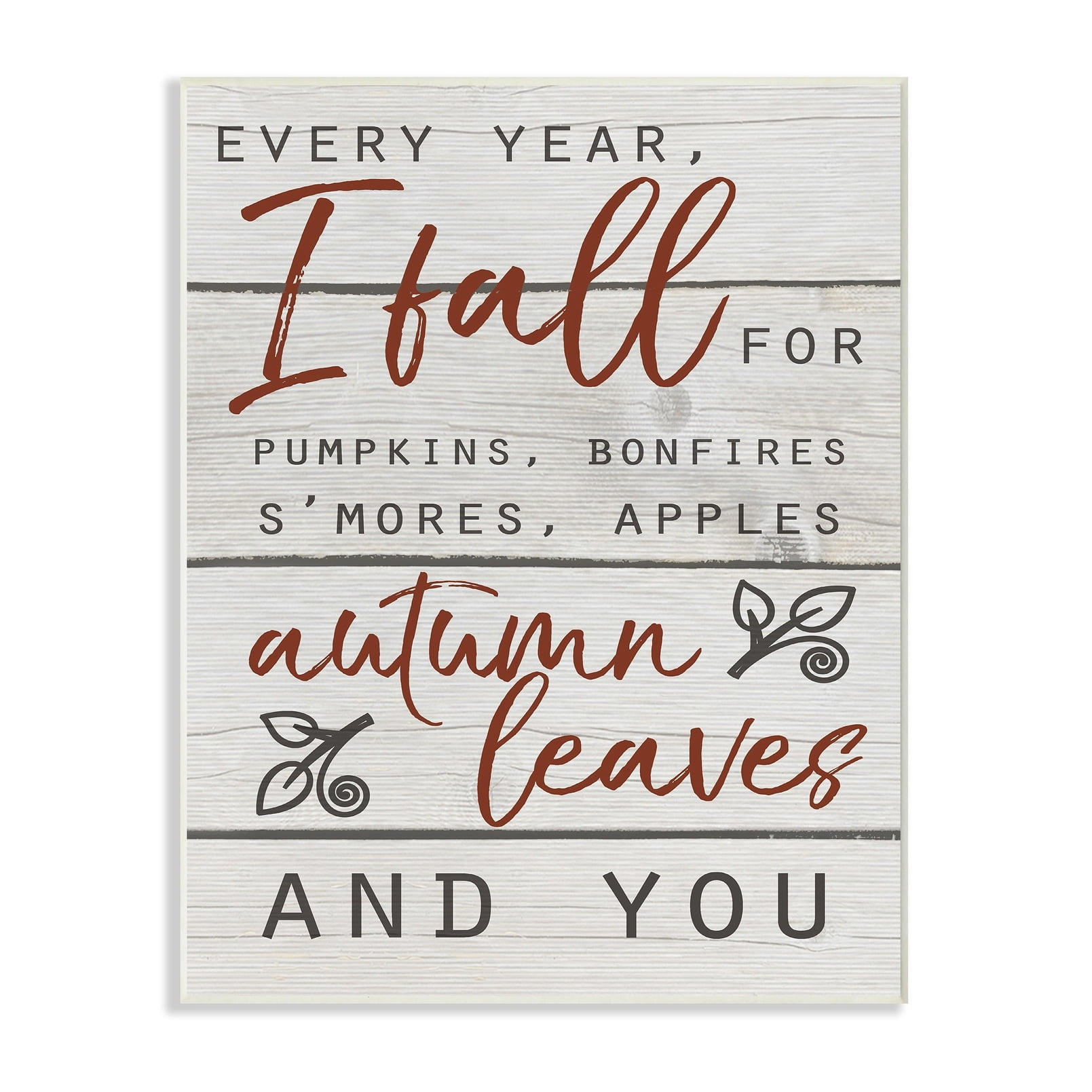 Autumn Leaves and Pumpkins Typography Wall Plaque, 10 x 15, MDF