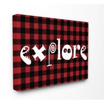 Stupell Explore Plaid Typography Stretched Canvas Wall Art 16 x 20