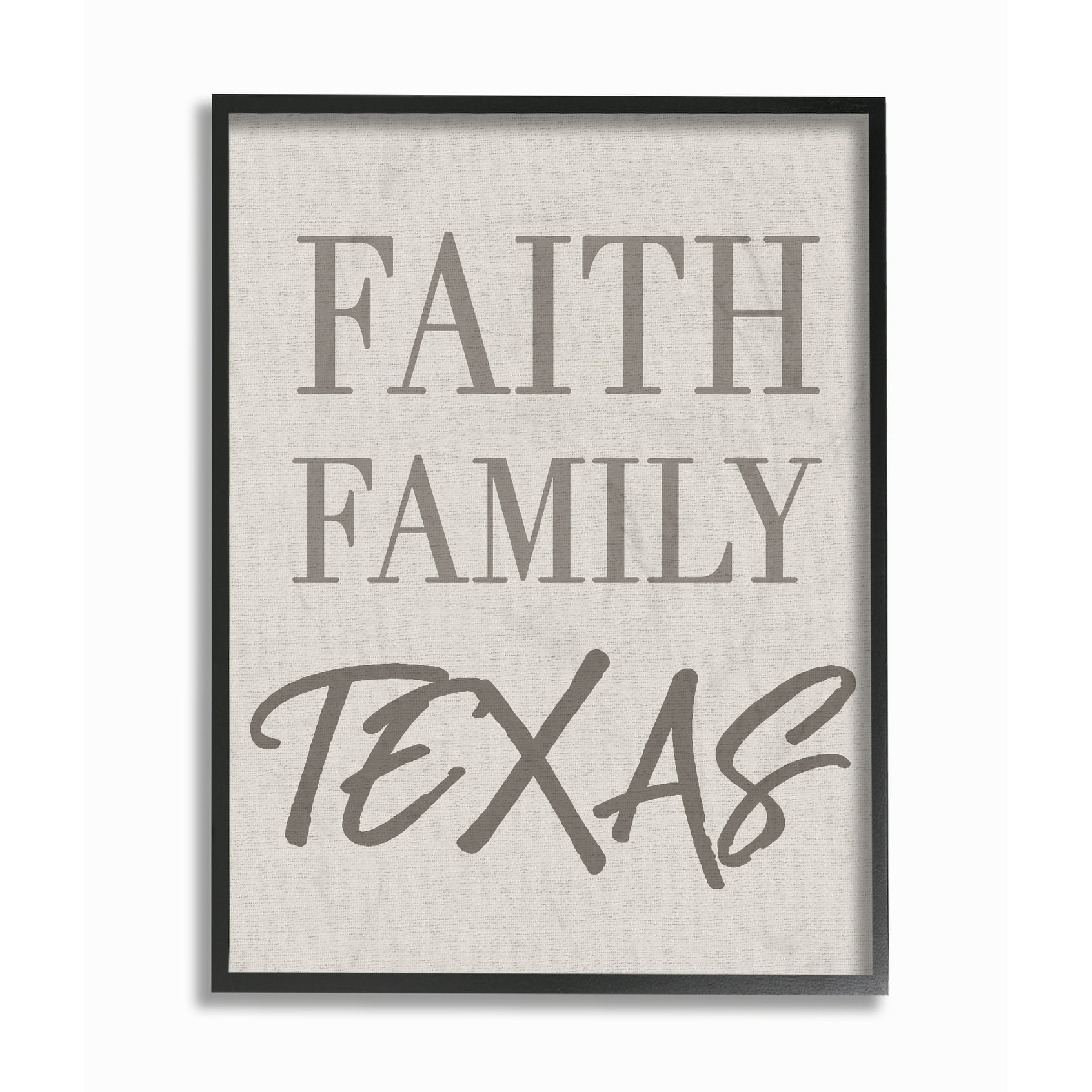 Stupell  Faith Family Texas Typography Framed Giclee Texturized Art 16 x 20