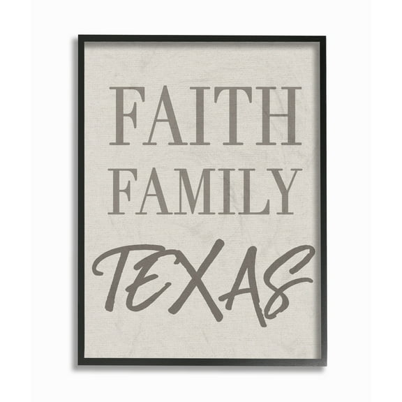 Stupell Faith Family Texas Typography Framed Giclee Texturized Art 16 x 20