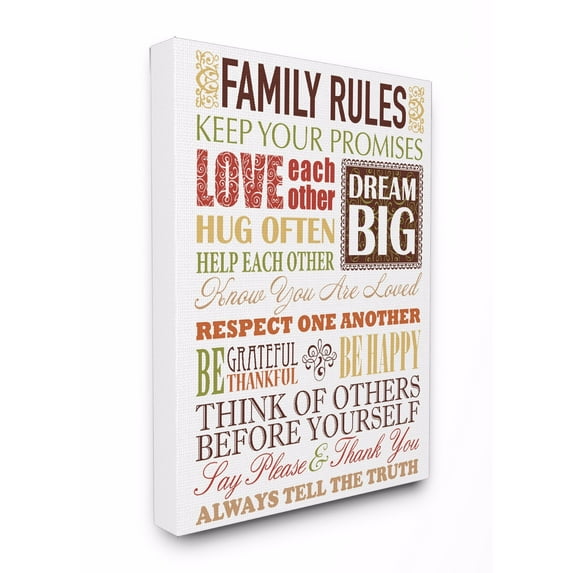 Stupell Family Rules Autumn Colors Wall Art 30x40