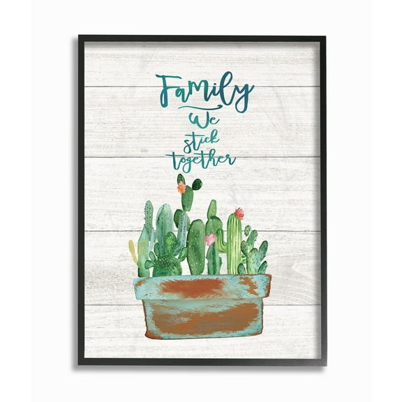 Stupell Family We Stick Together Cactus Succulents, Framed Giclee, 11 x 1.5 x 14, A - Multi-color 16 x 20