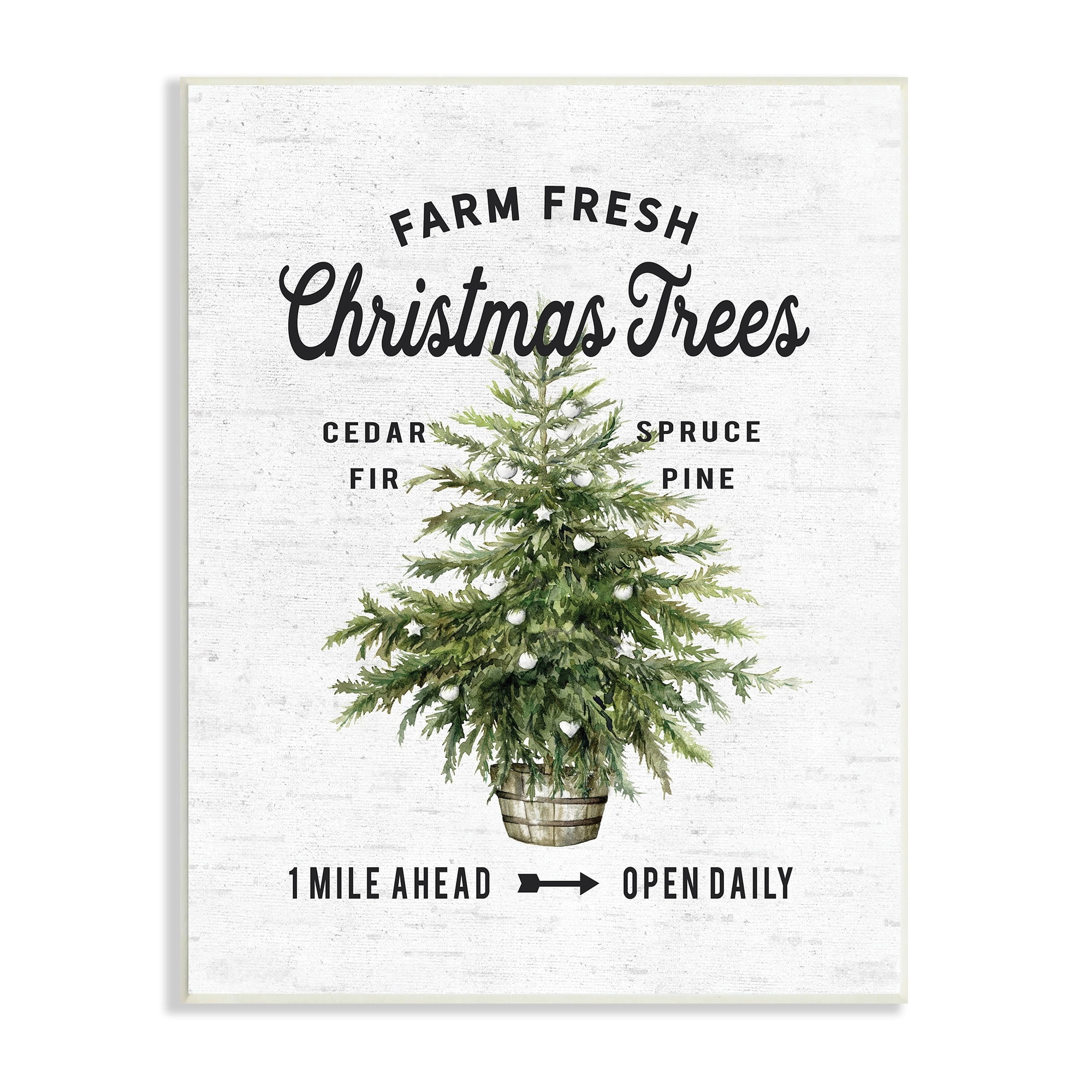 Stupell Farm Fresh Fir & Pine Christmas Advertisement Sign Wood Wall Art - Green 10 x 15