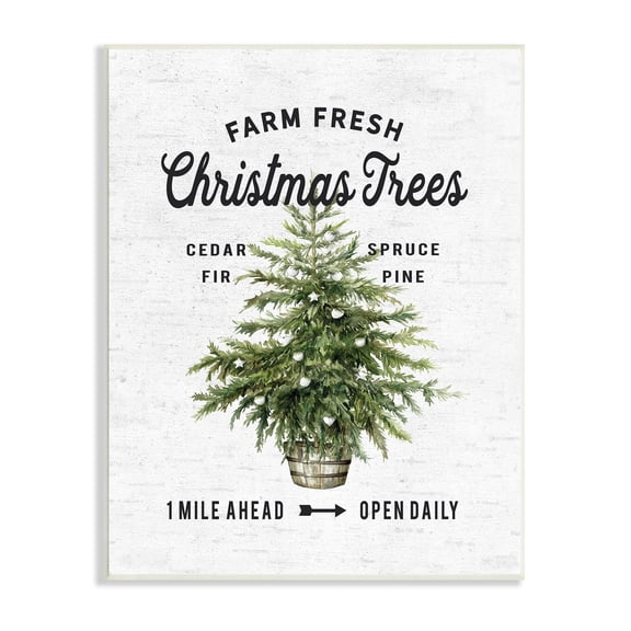 Stupell Farm Fresh Fir & Pine Christmas Advertisement Sign Wood Wall Art - Green 10 x 15