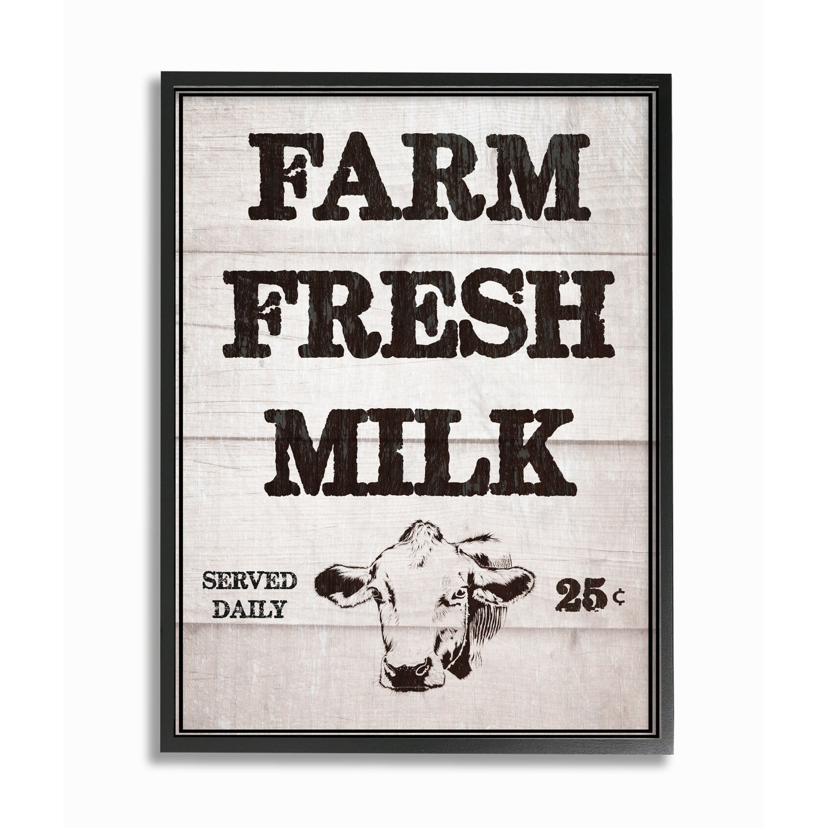 Stupell  Farm Fresh Milk Vintage Sign Framed Giclee Texturized Art 11 x 14