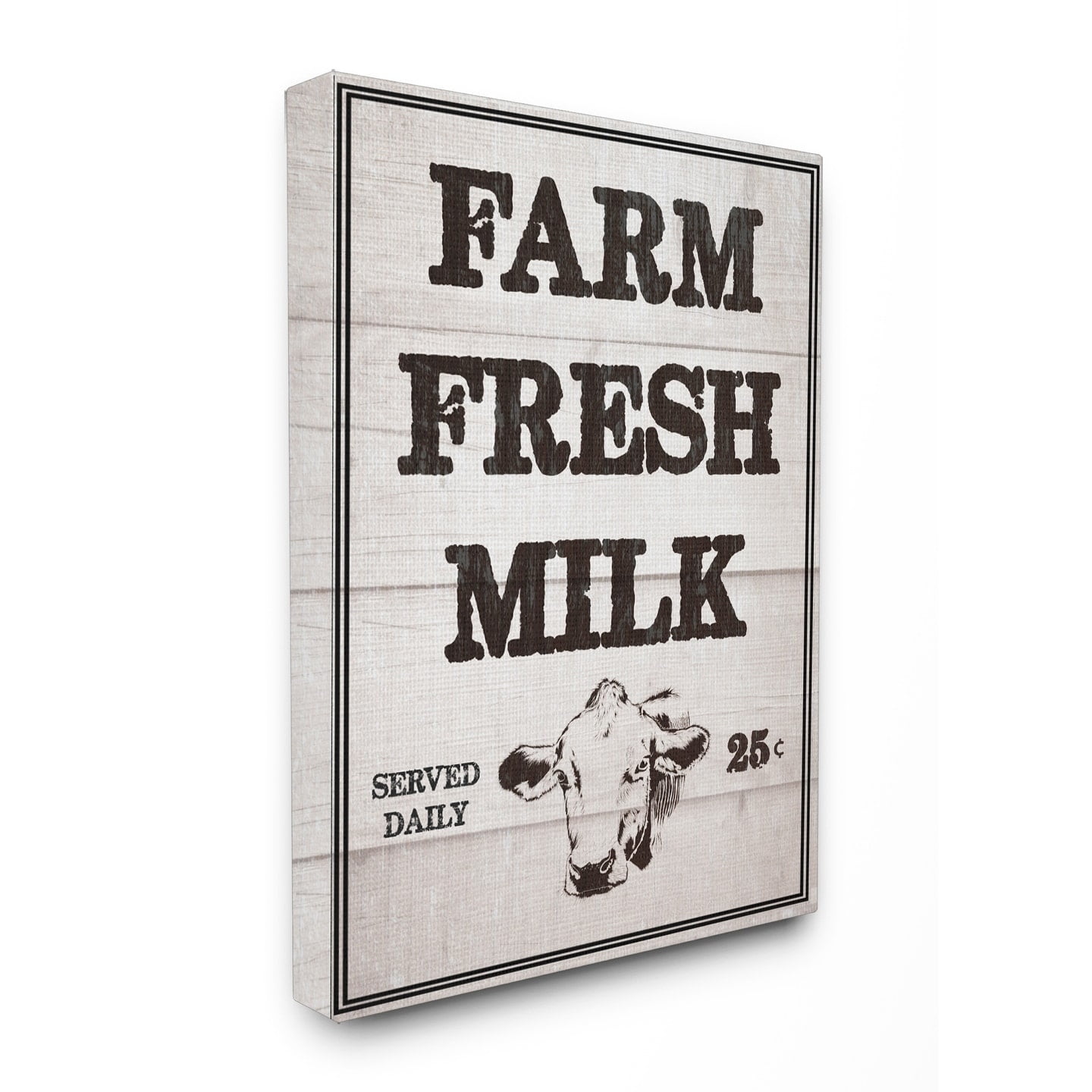 Stupell  Farm Fresh Milk Vintage Sign Stretched Canvas Wall Art 16 x 20