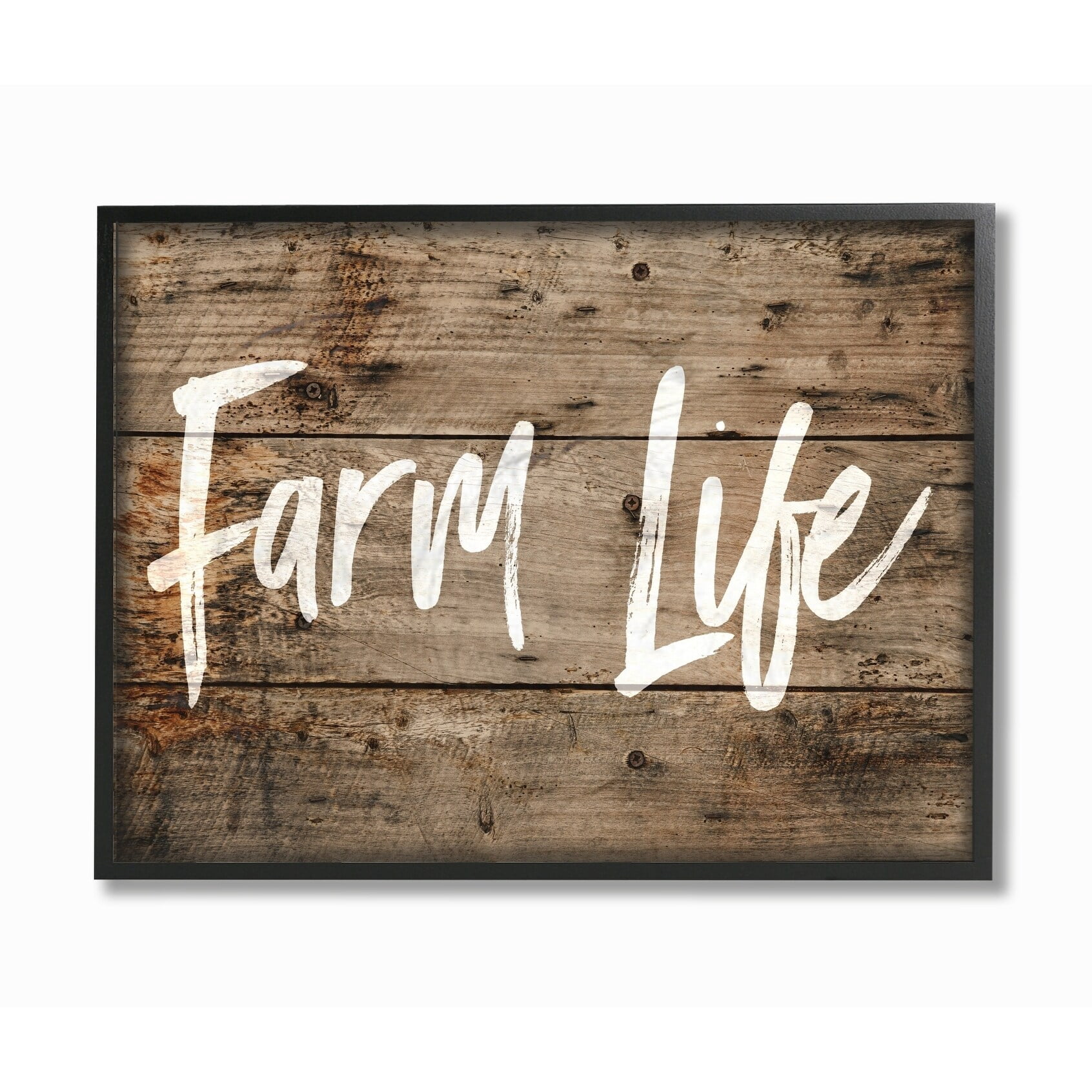 Stupell Farm Life Distressed Wood Look Framed Giclee Texture Art 16 x 20