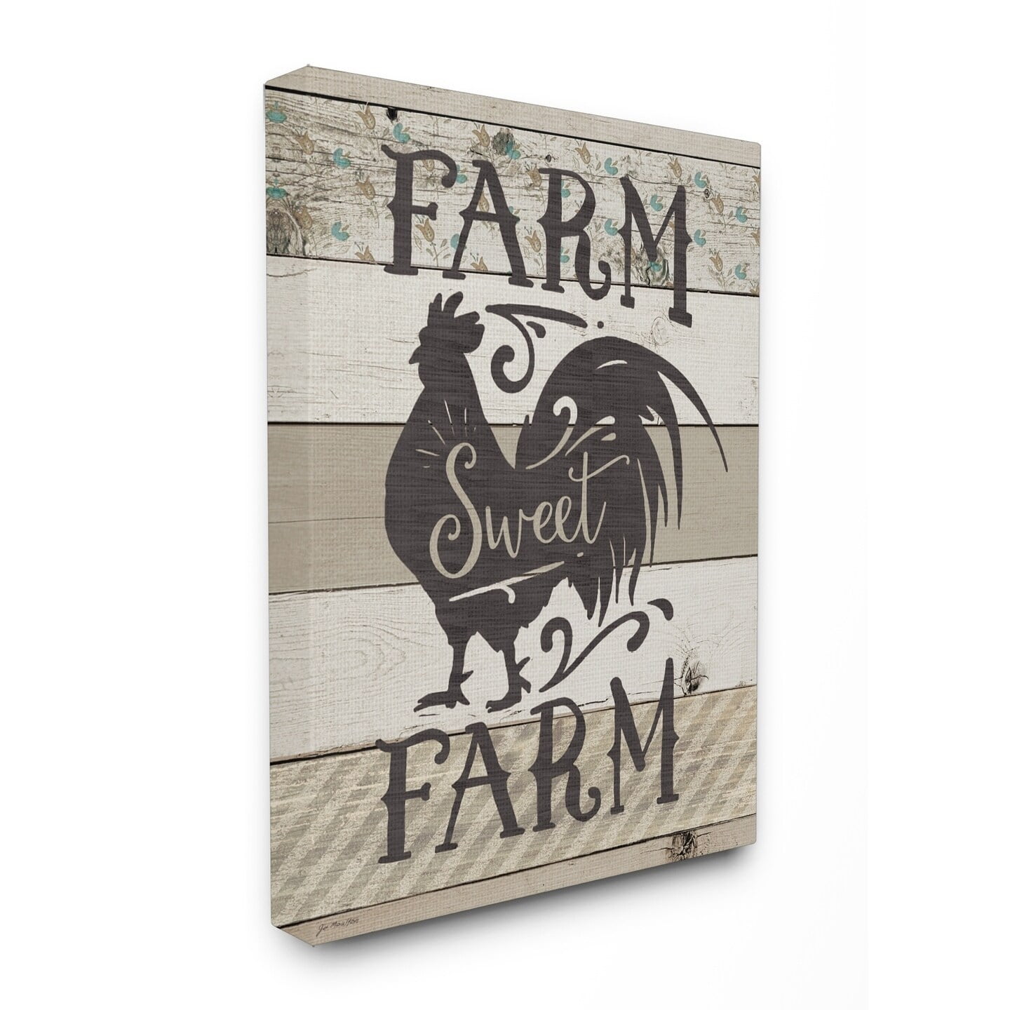 Stupell Farm Sweet Farm Rustic Rooster Stretched Canvas Wall Art 30 x 40