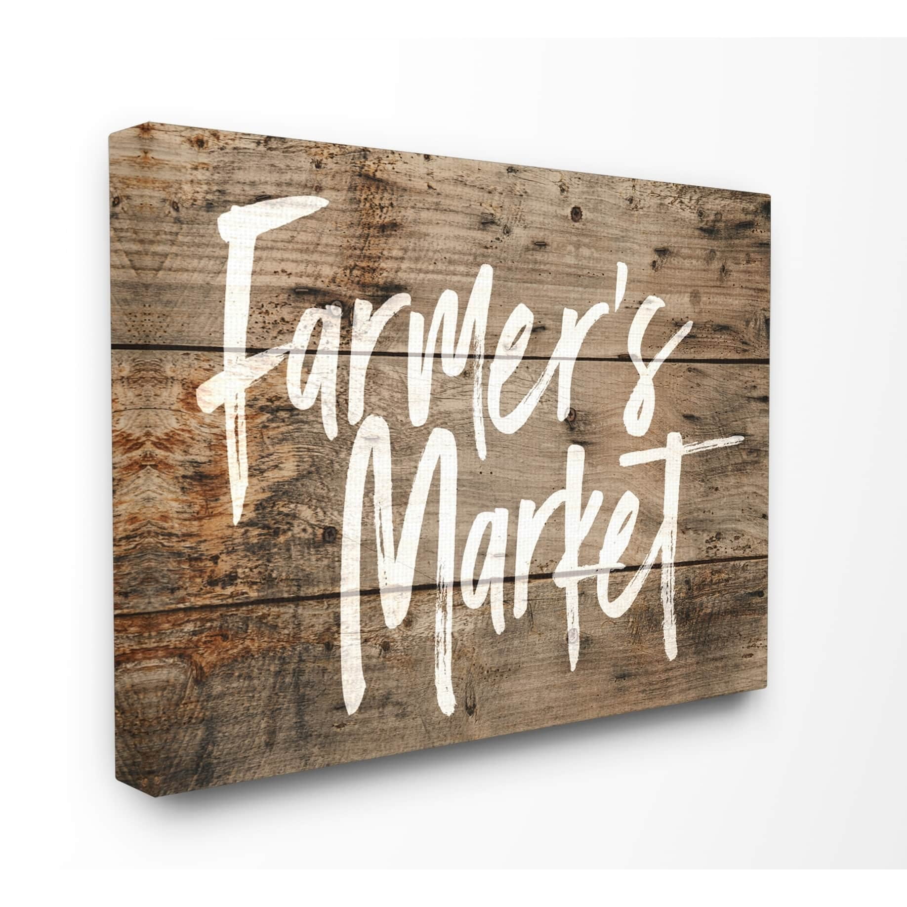 Stupell Farmer's Market Distress Wood Look Stretched Canvas Wall Art 16 x 20