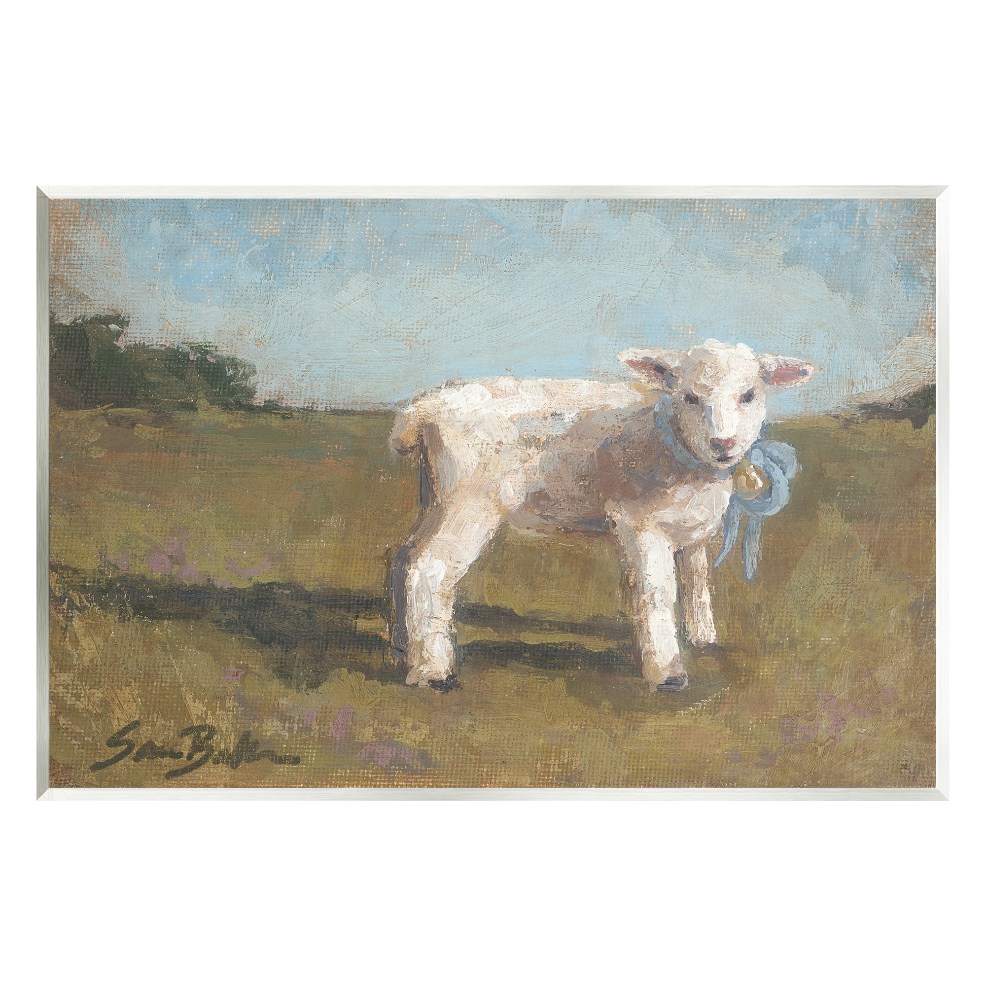 Stupell Farmhouse Baby Lamb Painting Animals & Insects Painting Wall Plaque Unframed Art Print Wall Art