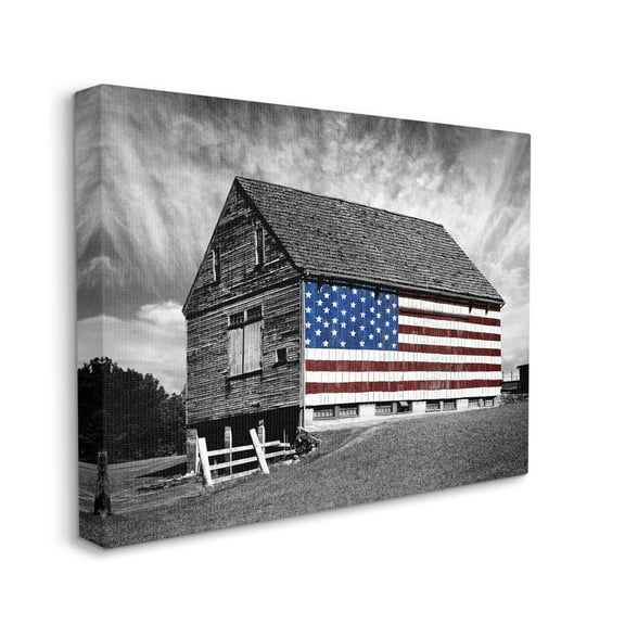 Stupell Farmhouse Barn American Flag Canvas Art, 16 x 20
