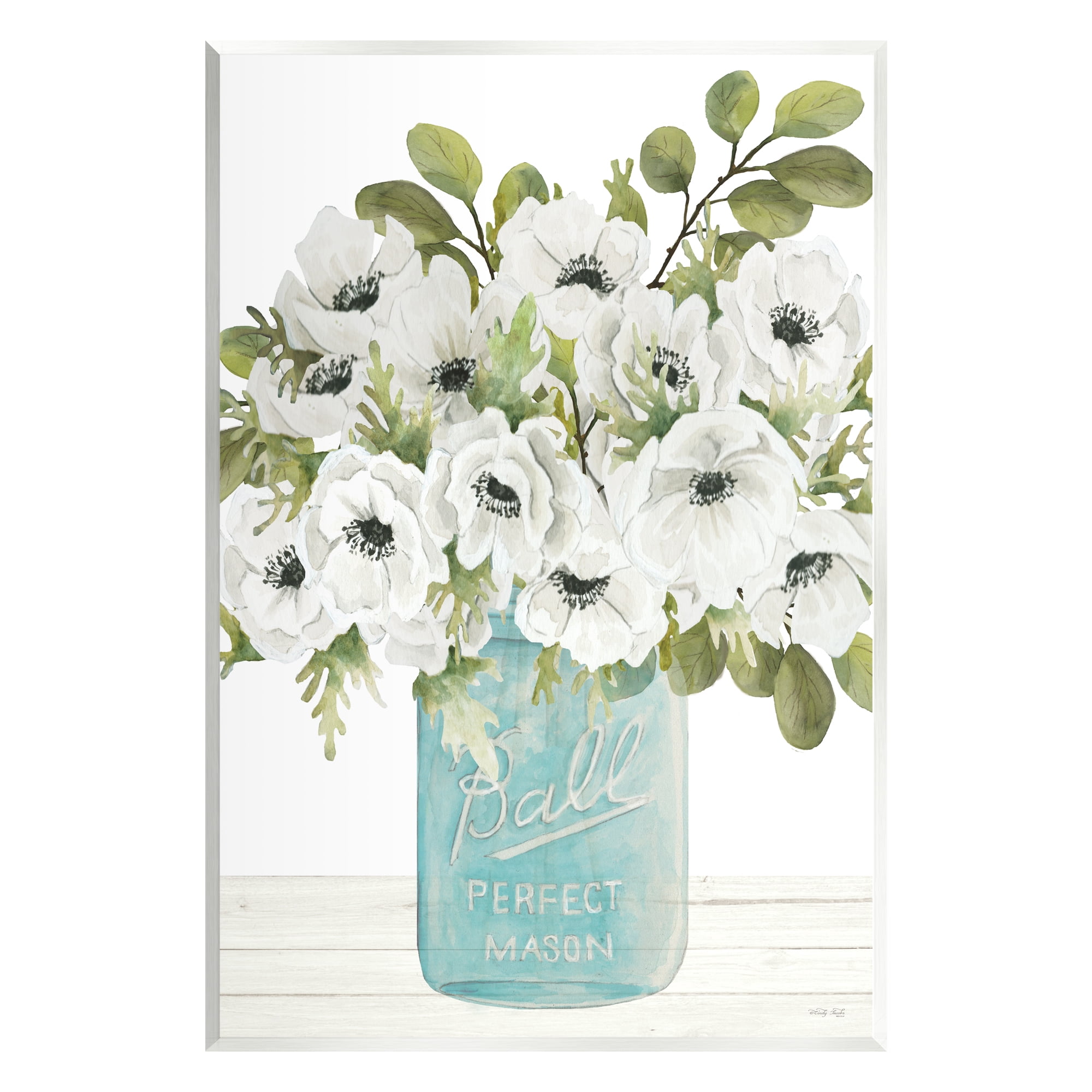 Stupell Farmhouse Blooming Anemone Flowers Botanical & Floral Painting Wall Plaque Unframed Art Print Wall Art