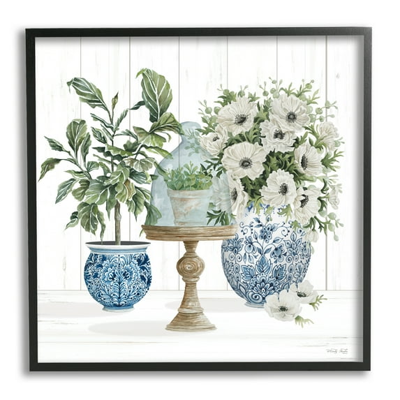 Stupell Farmhouse Blooms Anemone Flowers Botanical & Floral Painting Black Framed Art Print Wall Art