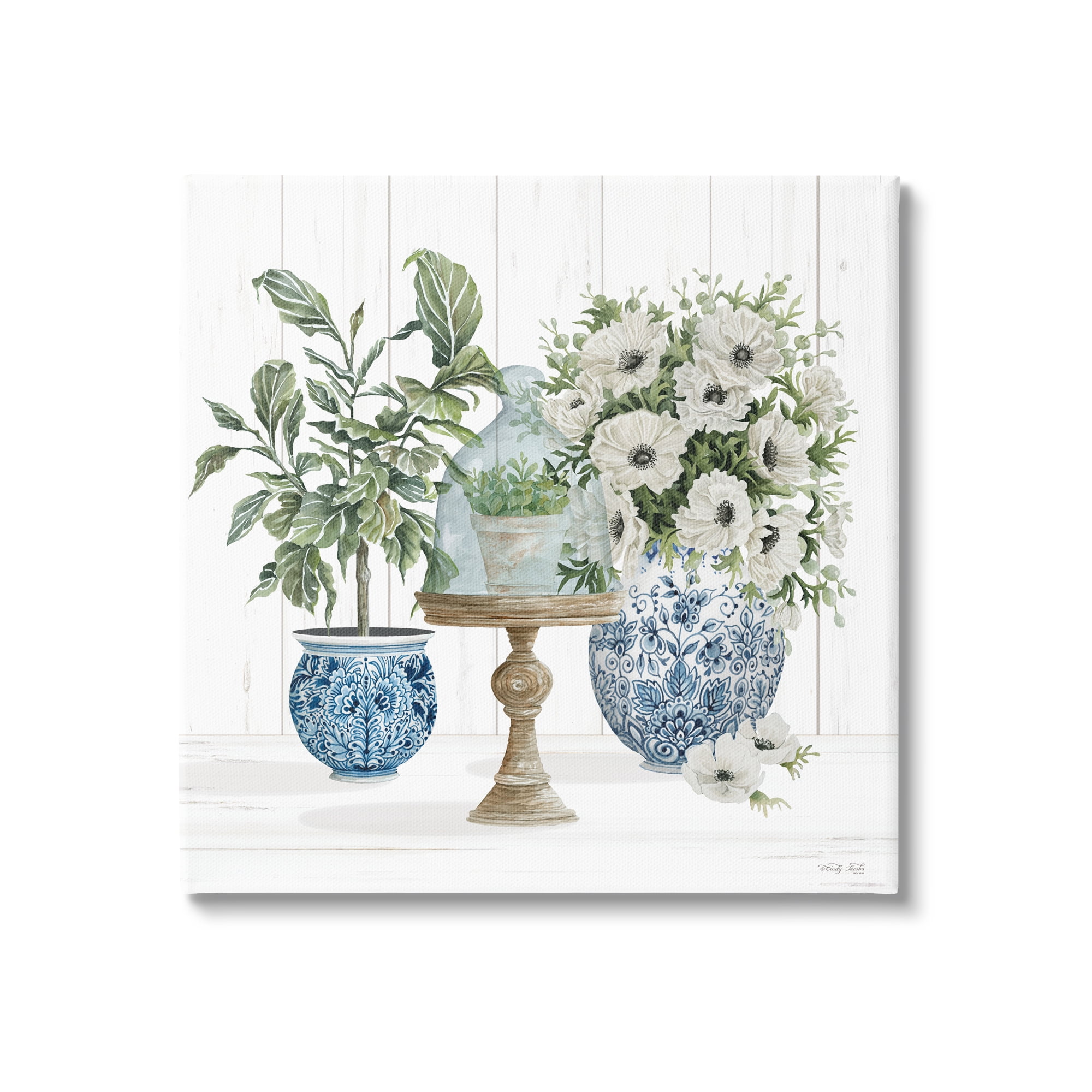 Stupell Farmhouse Blooms Anemone Flowers Botanical & Floral Painting Gallery Wrapped Canvas Print Wall Art