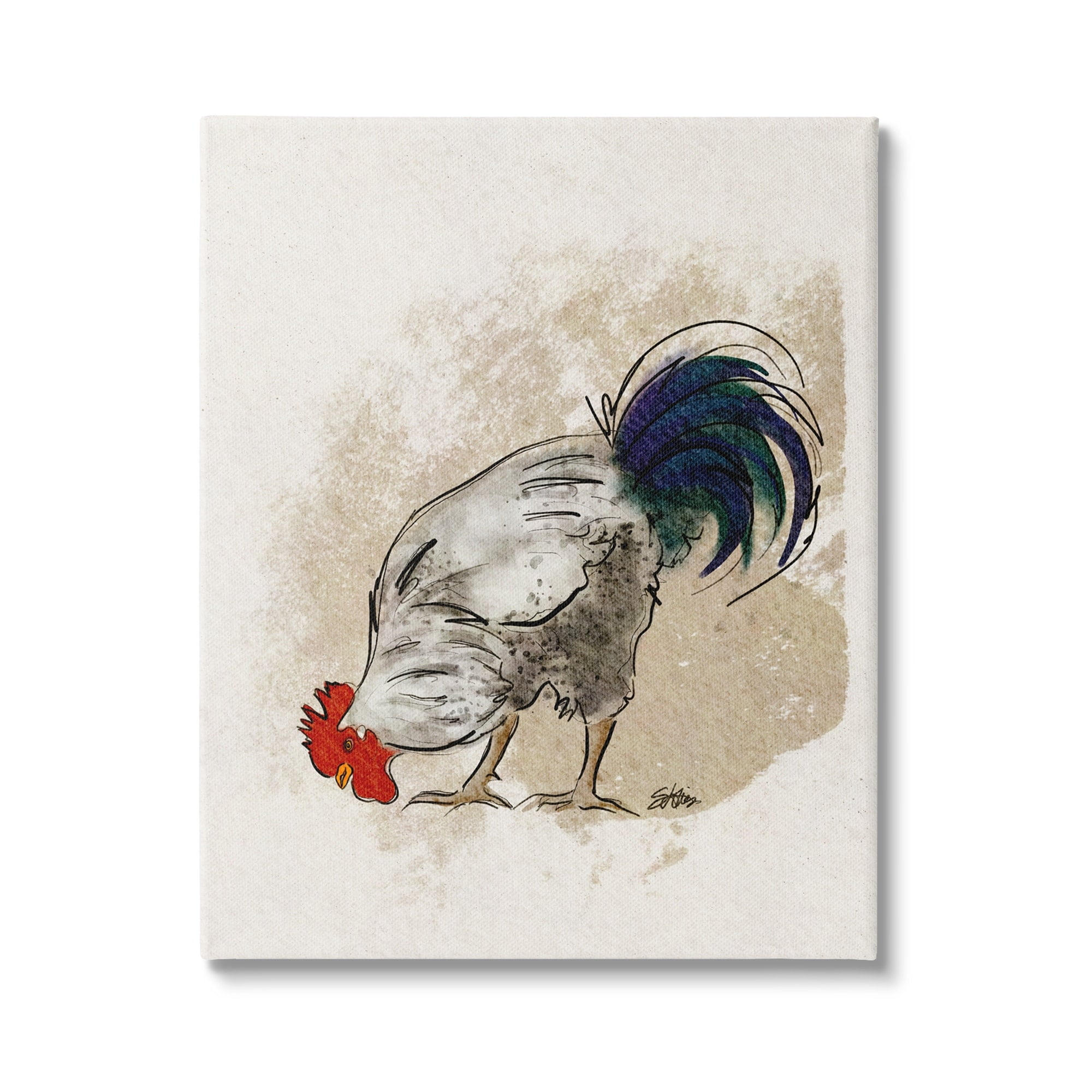Stupell Farmhouse Chicken Country Animal Animals & Insects Painting Gallery Wrapped Canvas Print Wall Art
