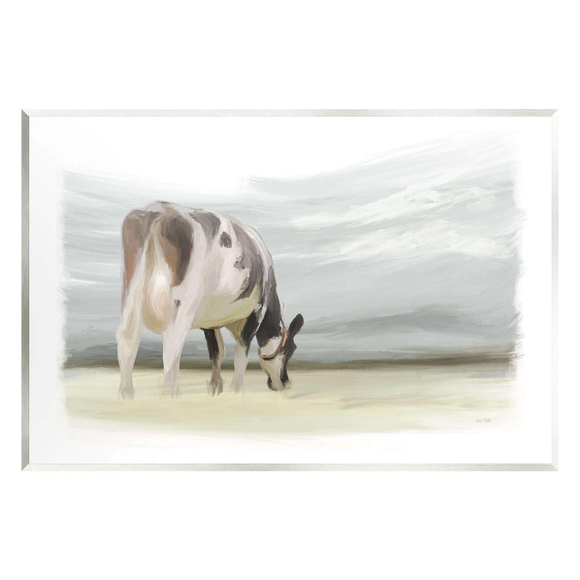 Stupell Farmhouse Cow Grazing Pasture Animals & Insects Painting Wall Plaque Unframed Art Print Wall Art