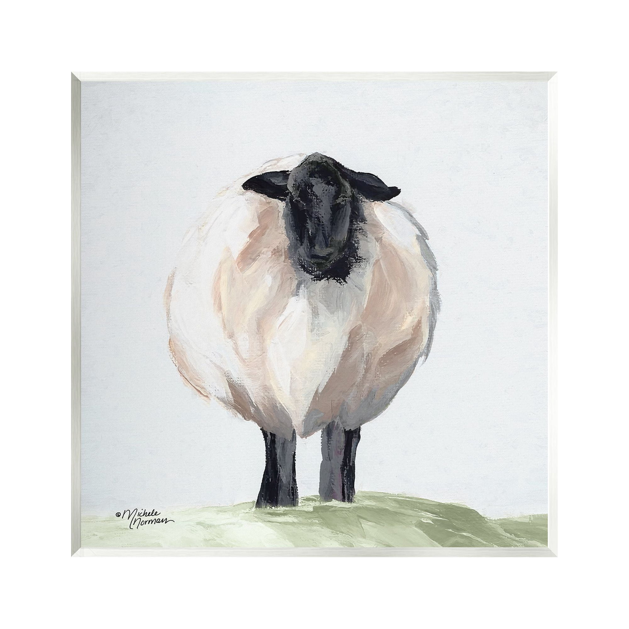 Stupell Farmhouse Fuzzy Sheep Portrait Animals & Insects Painting Wall Plaque Unframed Art Print Wall Art