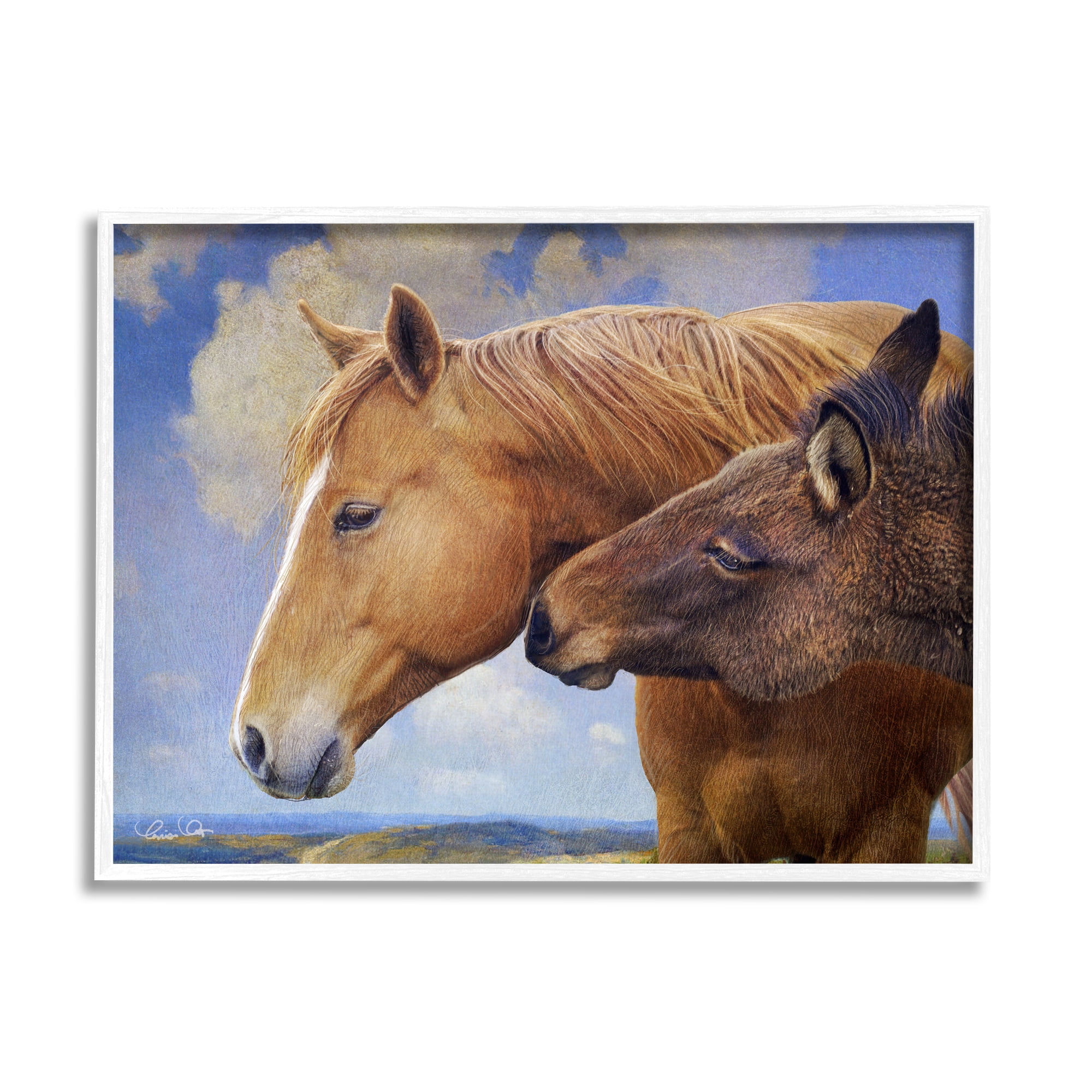 Stupell Farmhouse Horses Cuddle Nature Landscape Animals & Insects Photography White Framed Art Print Wall Art