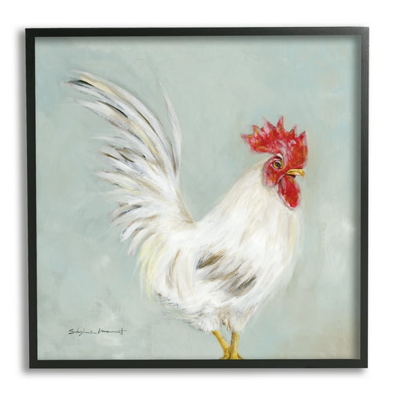 Stupell Farmhouse Rooster Chicken Animal Animals & Insects Painting Black Framed Art Print Wall Art