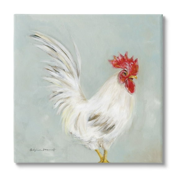 Stupell Farmhouse Rooster Chicken Animal Animals & Insects Painting Gallery Wrapped Canvas Print Wall Art
