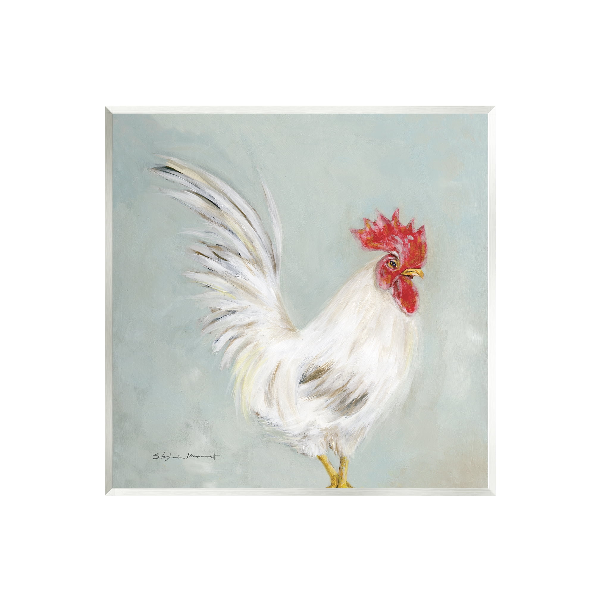 Stupell Farmhouse Rooster Chicken Animal Animals & Insects Painting Wall Plaque Unframed Art Print Wall Art