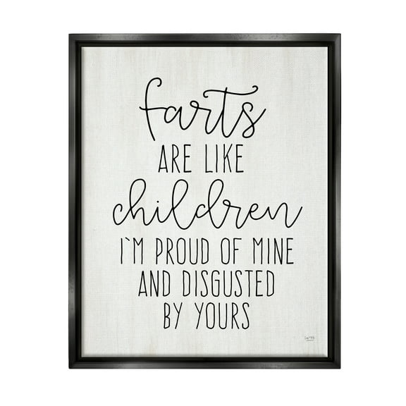 Stupell Farts Like Children Funny Bathroom Typography Painting Black Floater Framed Art Print Wall Art