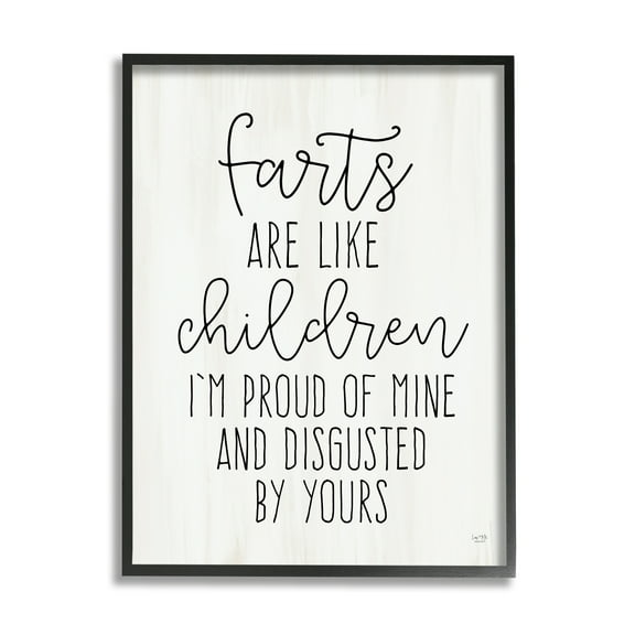 Stupell Farts Like Children Funny Bathroom Typography Painting Black Framed Art Print Wall Art