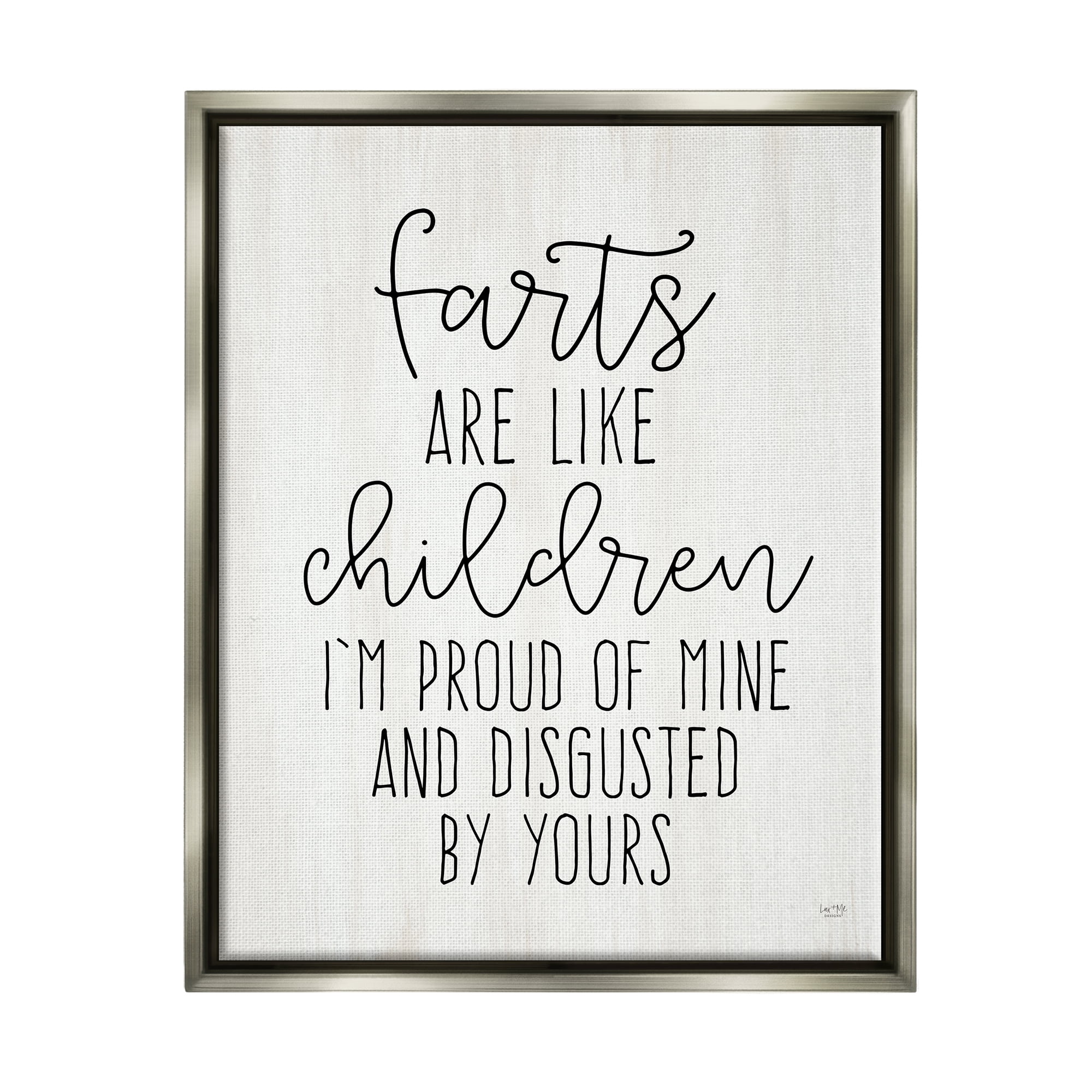 Stupell Farts Like Children Funny Bathroom Typography Painting Gray Floater Framed Art Print Wall Art