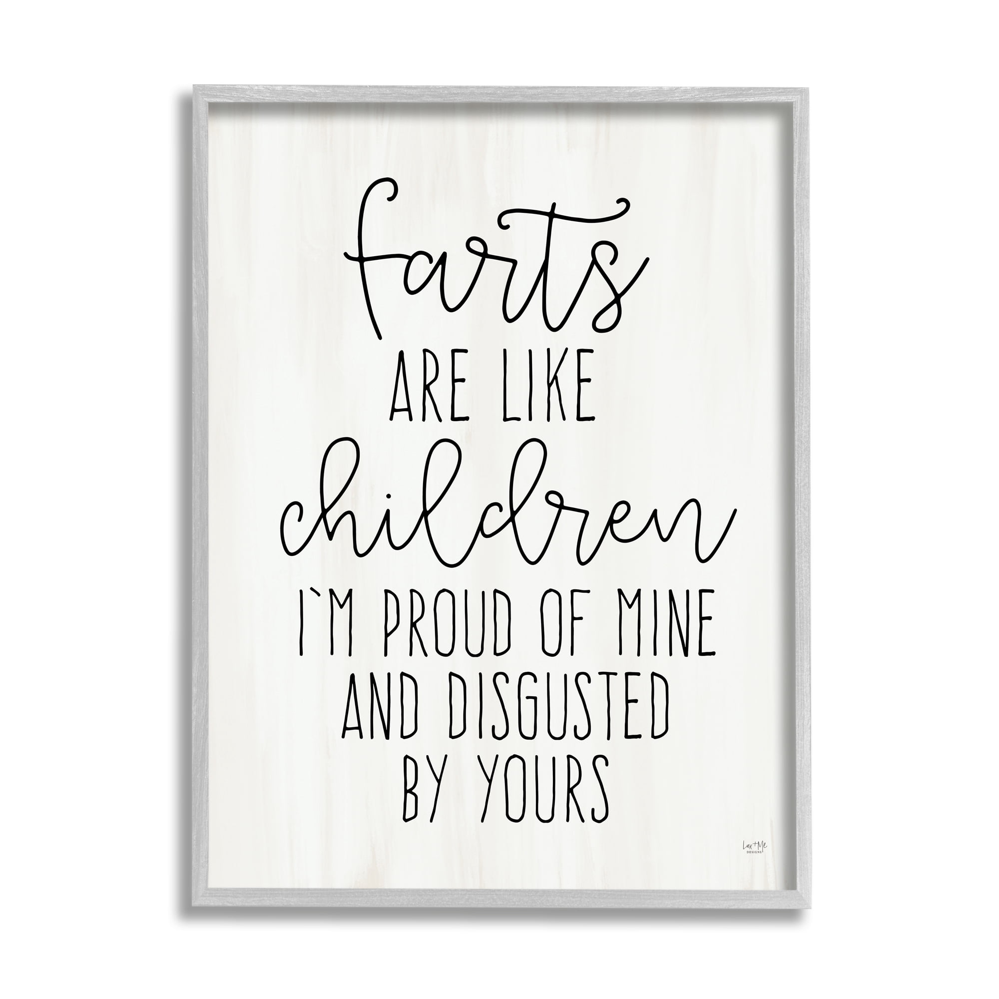 Stupell Farts Like Children Funny Bathroom Typography Painting Gray Framed Art Print Wall Art