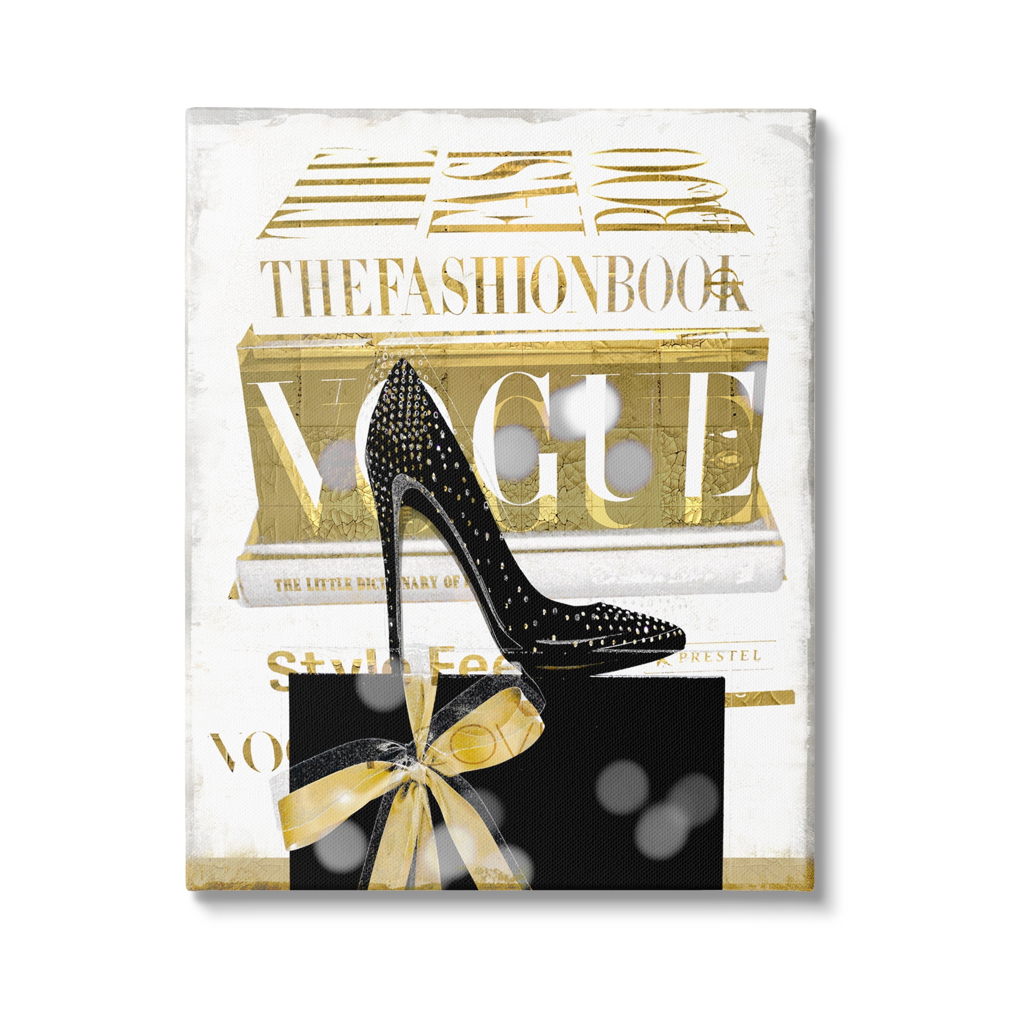 Stupell Fashion Books Stacked Glam Heels Beauty & Fashion Painting Gallery Wrapped Canvas Print Wall Art
