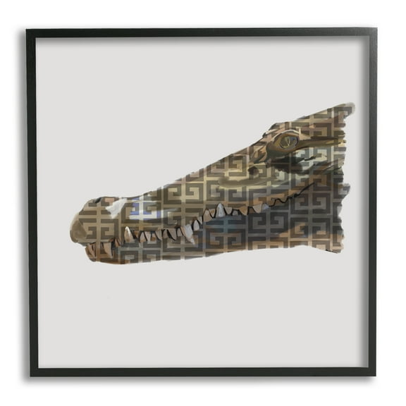 Stupell Fashion Brand Crocodile Glam Animals & Insects Painting Black Framed Art Print Wall Art