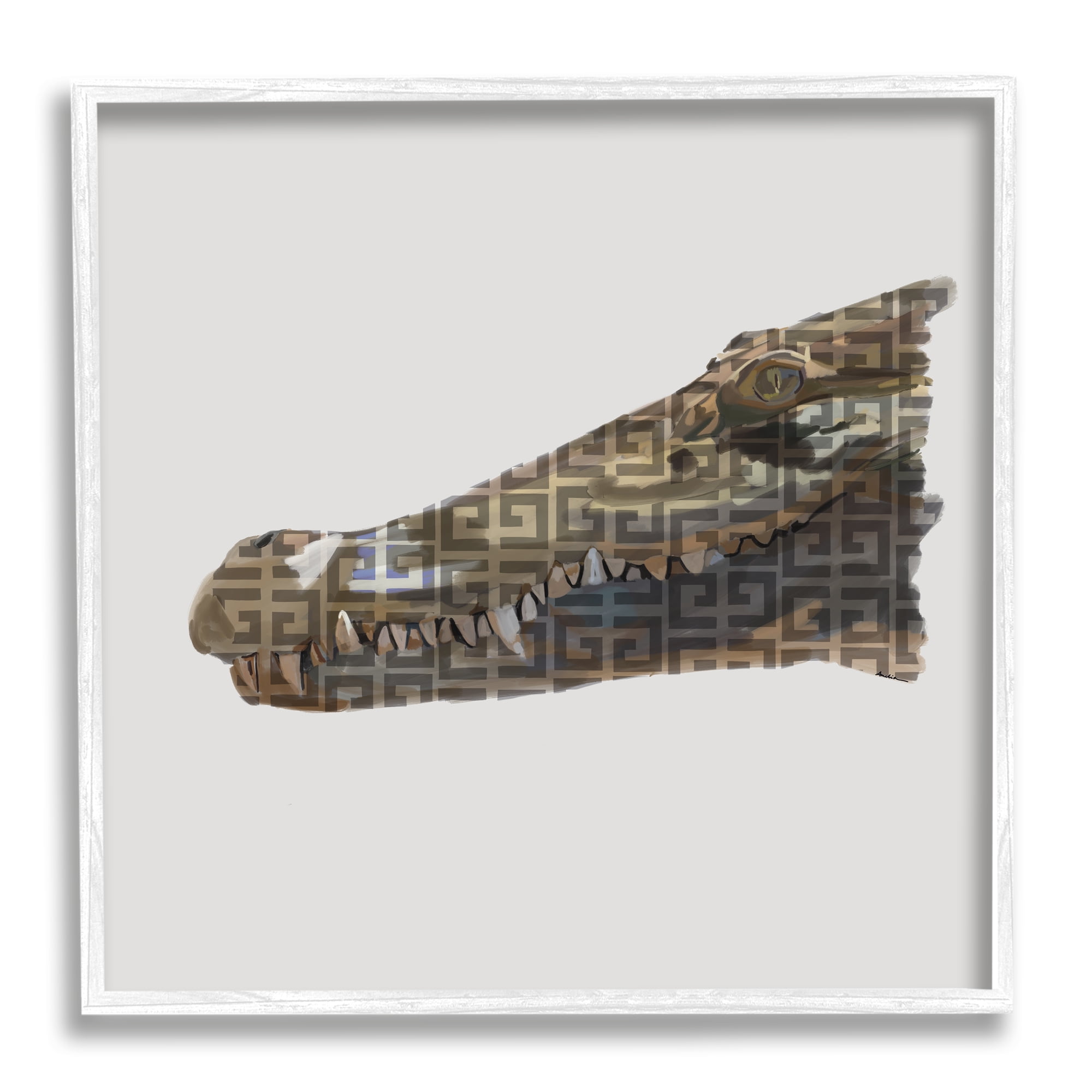 Stupell Fashion Brand Crocodile Glam Animals & Insects Painting White Framed Art Print Wall Art