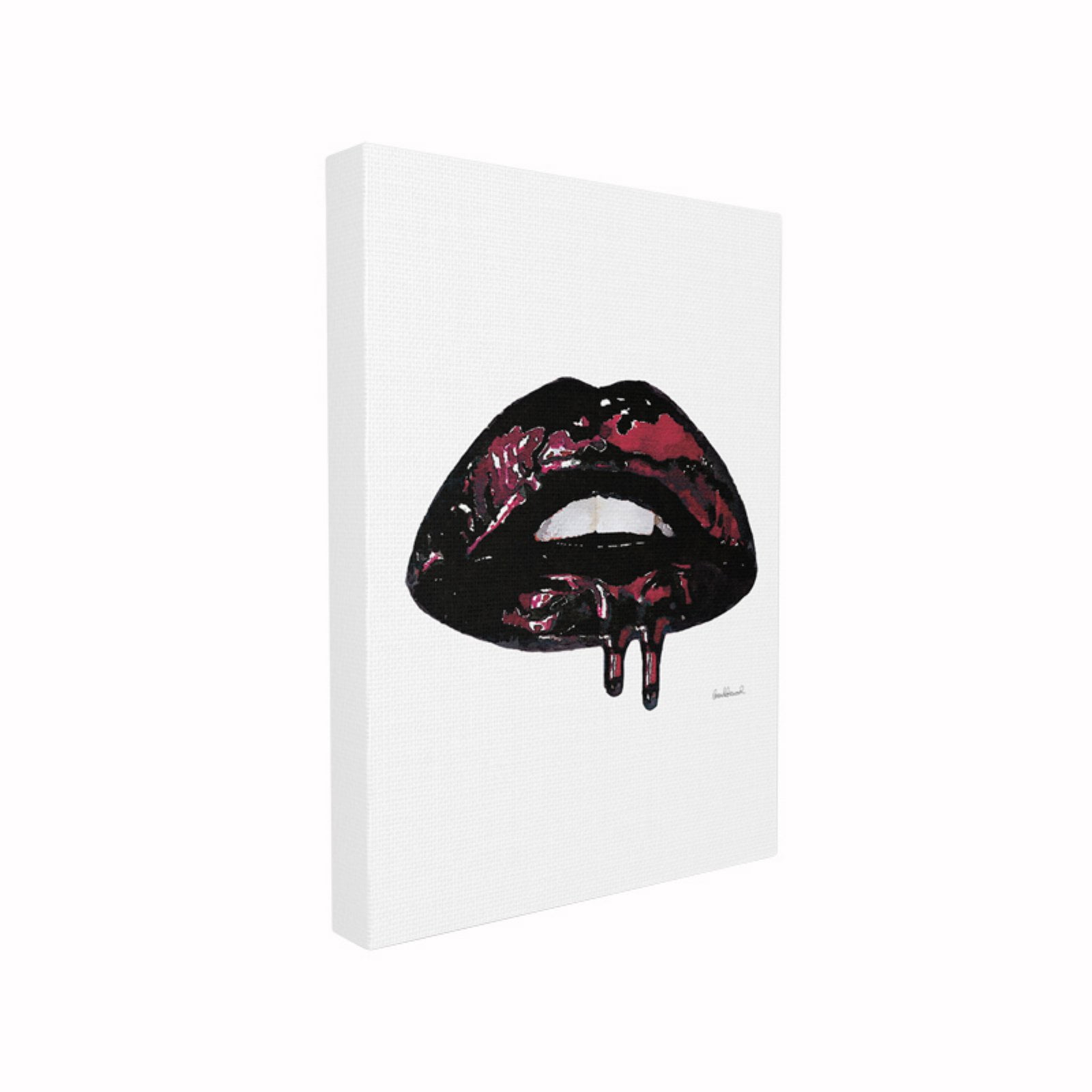 Glam Fashion Lips with Red Lipgloss Drip Minimal Canvas Art, 16 x 20