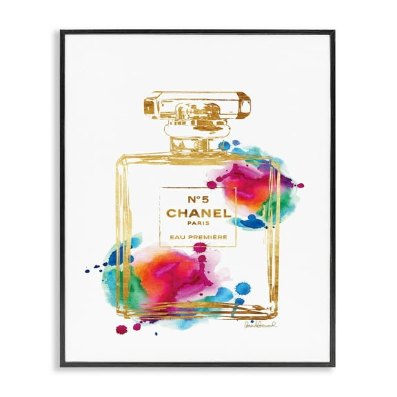 Stupell Fashion Perfume Gold Rainbow Framed Giclee Texturized Art by Amanda Greenwood 11 x 14 Black