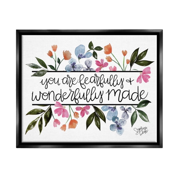 Stupell Fearfully & Wonderfully Made Floral Botanical & Floral Painting Black Floater Framed Art Print Wall Art