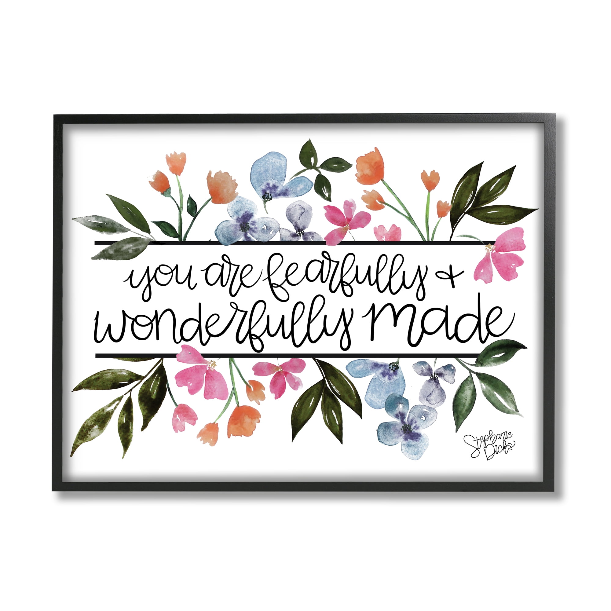 Stupell Fearfully & Wonderfully Made Floral Botanical & Floral Painting Black Framed Art Print Wall Art
