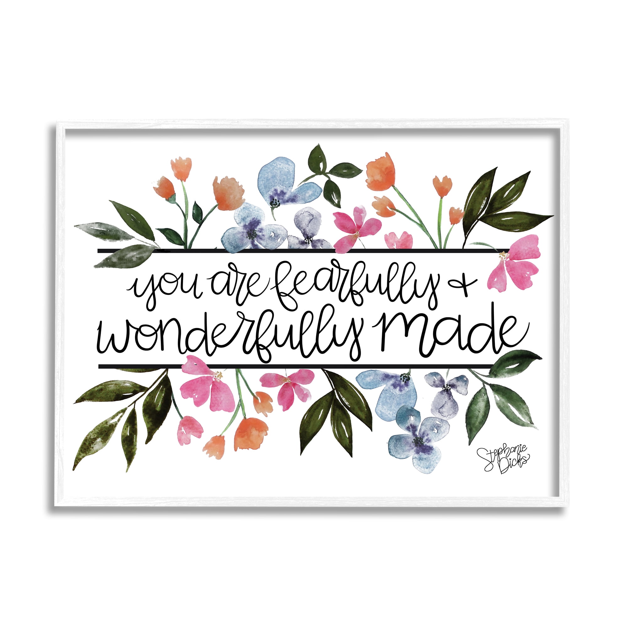 Stupell Fearfully & Wonderfully Made Floral Botanical & Floral Painting White Framed Art Print Wall Art