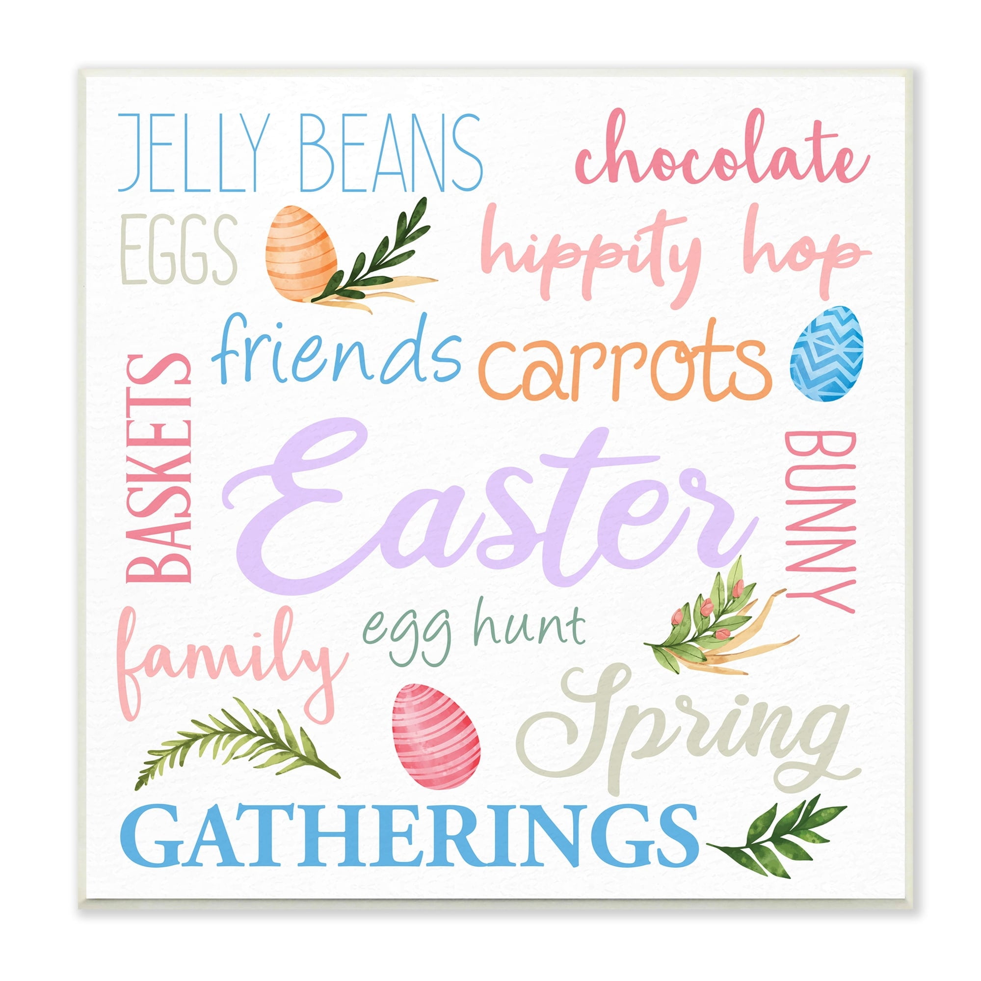 Stupell Festive Easter Activity Sign Patterned Eggs Motif Wood Wall Art - Multi-Color