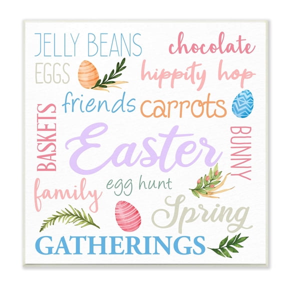 Stupell Festive Easter Activity Sign Patterned Eggs Motif Wood Wall Art - Multi-Color