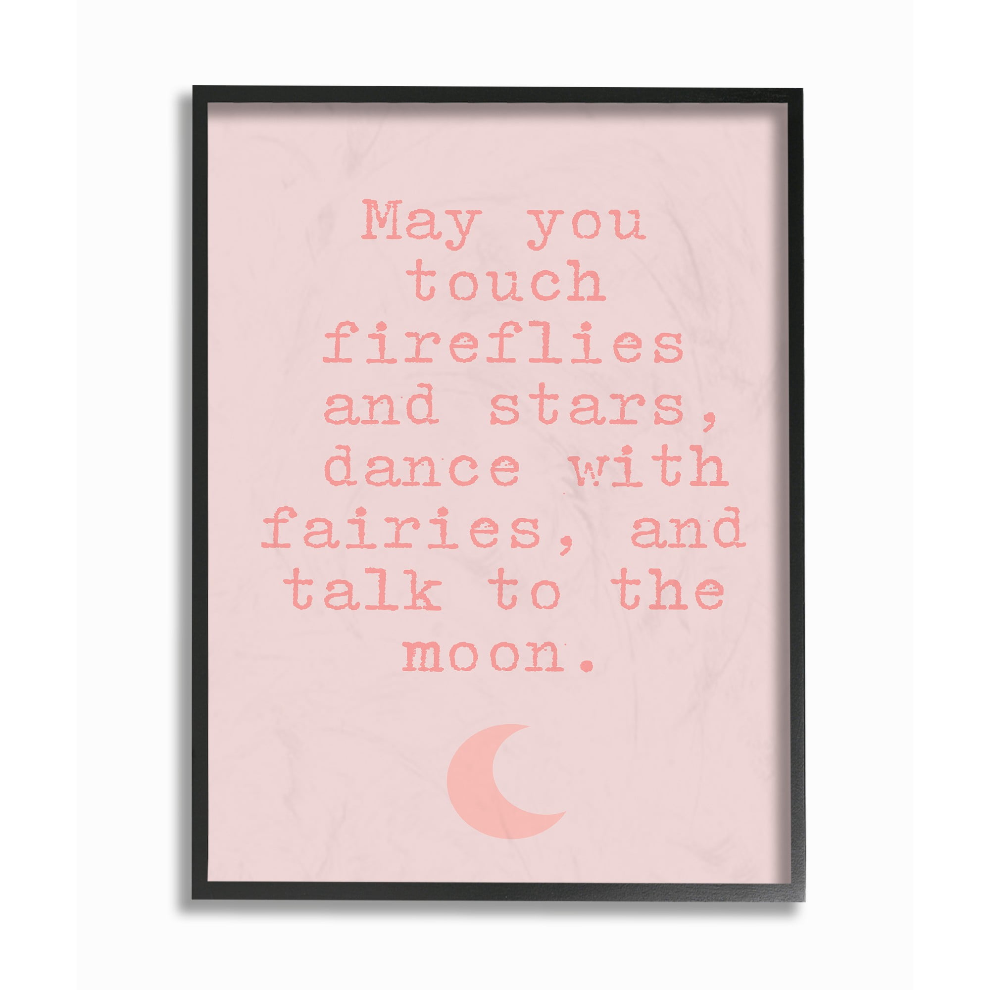 Stupell Fireflies Stars And Fairies Typography with Pink Moon, Framed Giclee, 11 x 1.5 x 14, Made in - Multi-color 16 x 20