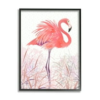 Stupell Flamingo Bird Tropical Grasses Patterned Animals & Insects Painting Black Framed Art Print Wall Art