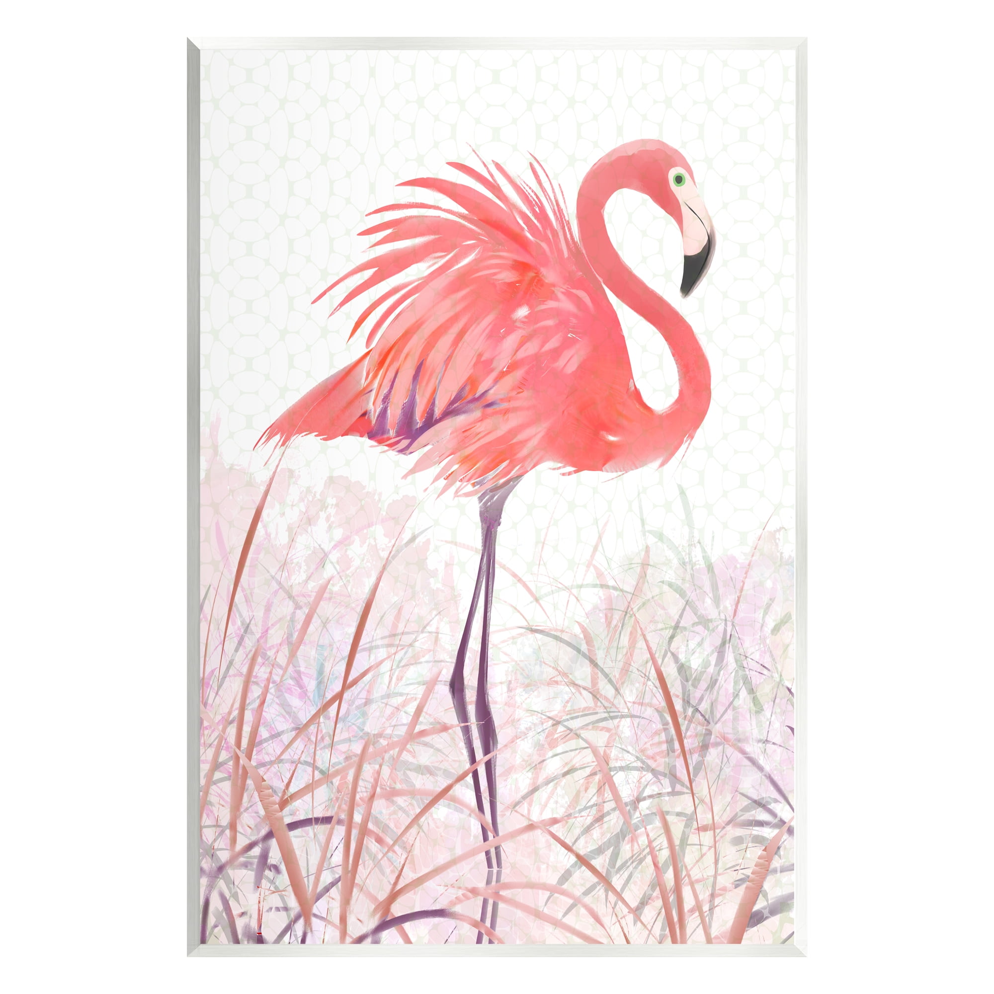 Stupell Flamingo Bird Tropical Grasses Patterned Animals & Insects Painting Wall Plaque Unframed Art Print Wall Art