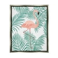 thumbnail image 1 of Stupell Flamingo Perched Tropical Palm Leaves Landscape Painting Gray Floater Framed Art Print Wall Art, 1 of 6