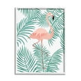 thumbnail image 1 of Stupell Flamingo Perched Tropical Palm Leaves Landscape Painting White Framed Art Print Wall Art, 1 of 7